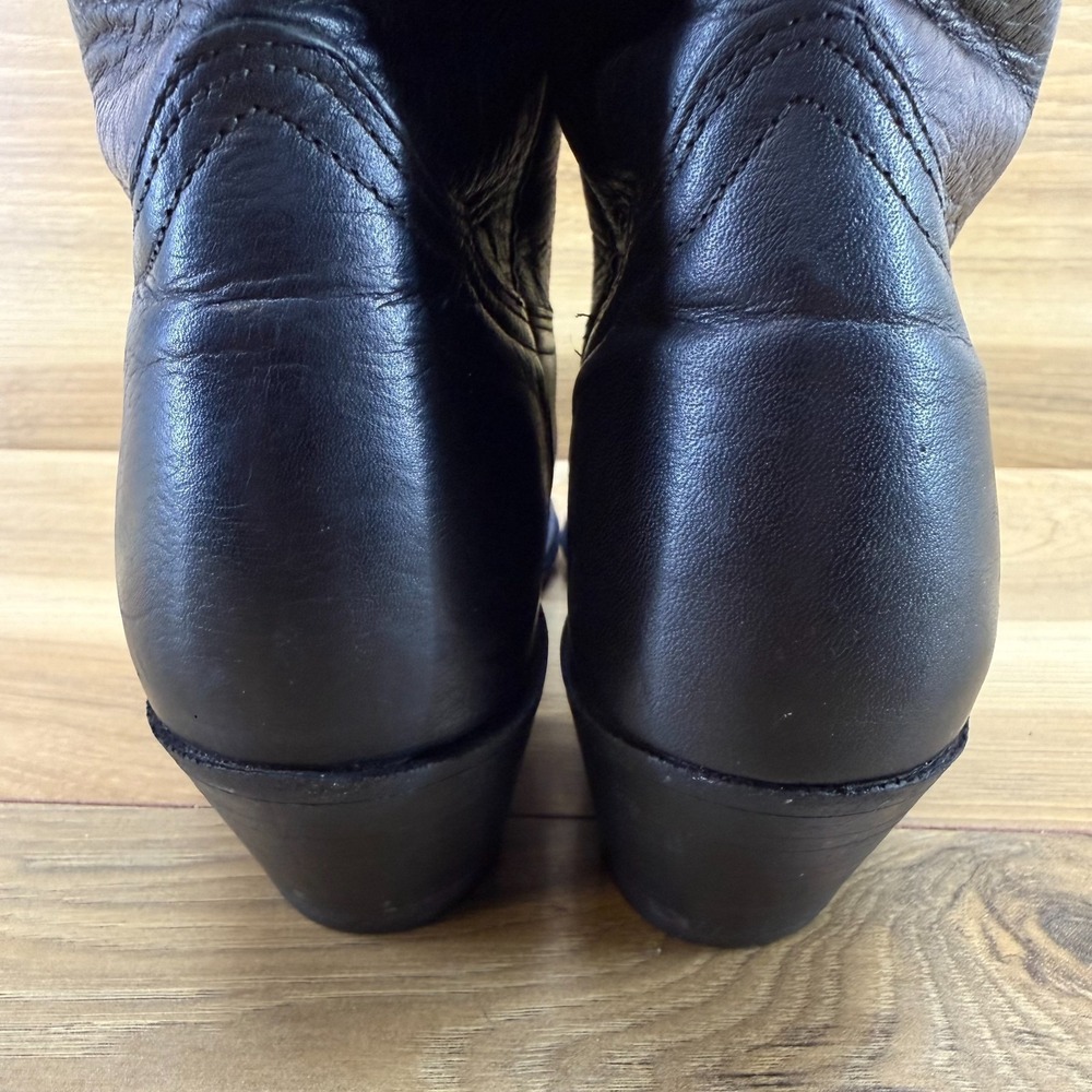 FRYE Vintage Billy Western Boot Womens 7 B Black Leather Mid Calf USA Made 8256 - Picture 7 of 12